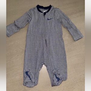 Nike Navy and White Striped Kids Footie